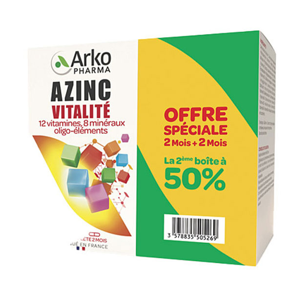 Azinc Adulte Vitalité Vitamines C & E Zinc lot de 2 x 120 gélules