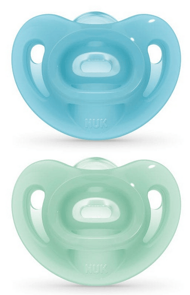Nuk Sensitive Chupete 0-6m Silicona Azul y Verde 2 uds