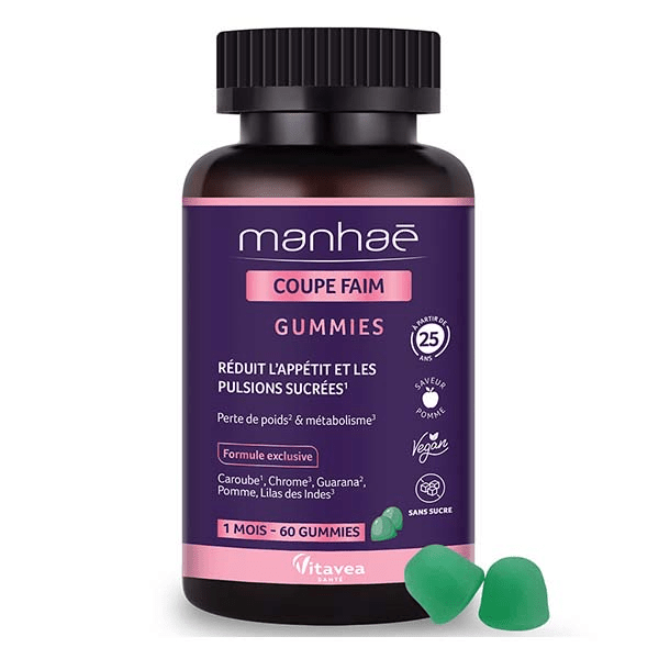 Manhaé Coupe Faim Gummies sans Sucres Satiété, Perte de Poids 60 Gummies 4