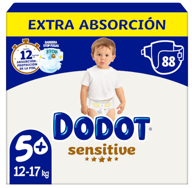 Dodot Pañales Sensitive T5+ (12-17 Kg) 88 Uds