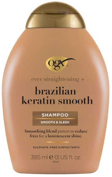 OGX Champú Queratina Brasileña, Suavidad Y Brillo 385 Ml