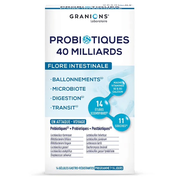 Probiotiques 40 Milliards Flore Intestinale Digestion 14 Gélules 2