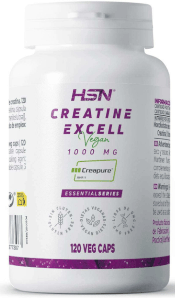 HSN Creatina Excell 1000mg (100% Creapure) 120 Cápsulas Veganas