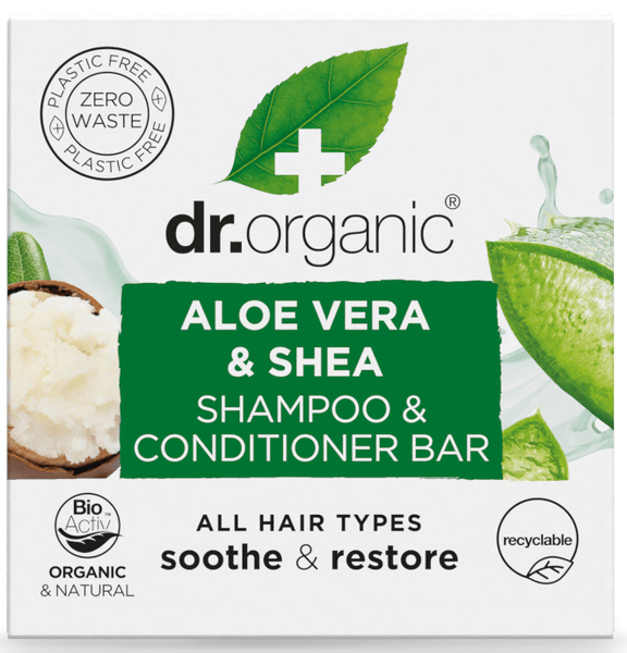 Dr. Organic Champú y Acondicionador Sólido Aloe Vera y Karité 75 gr