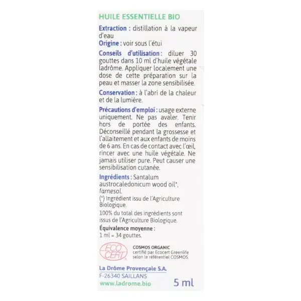 Aceite esencial de Ladrome BIO sndalo 5ml