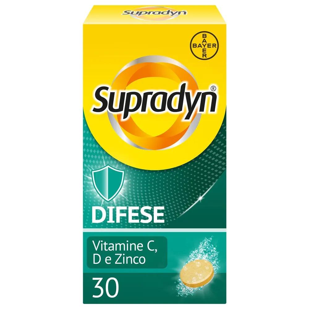 Supradyn Difese Adulto Integratore Sistema Immunitario con Vitamina C, D e Zinco 30 Compresse Effervescenti