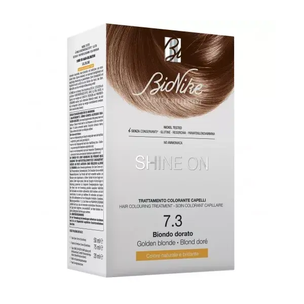 Bionike Shine On coloring hair high permanent Tolerance Blond Golden 7.3