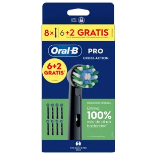 Oral-B Cross Action Electric Toothbrush Replacement Parts, Black, 6+2 units FREE