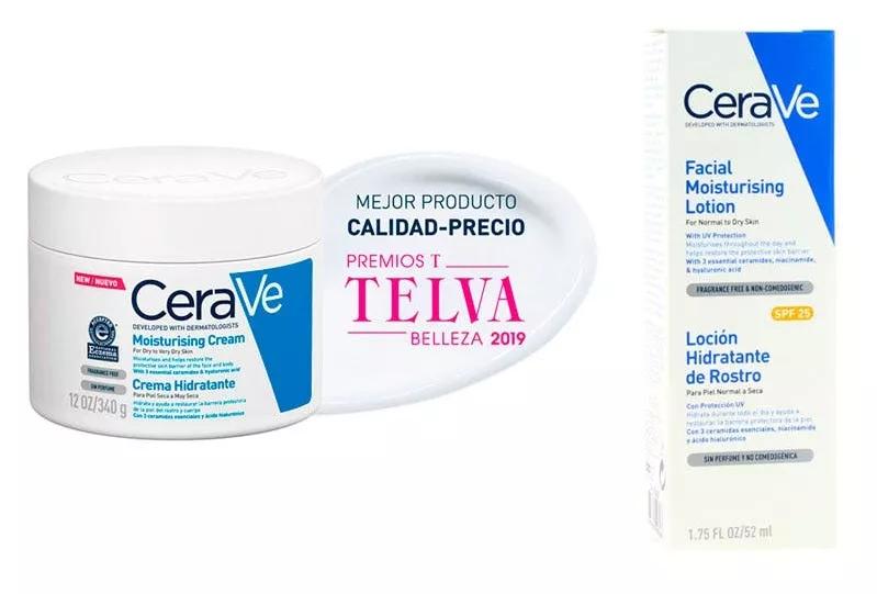 Cerave Crème Hydratante 340 ml + Lait Hydratant Visage SPF25 52 ml