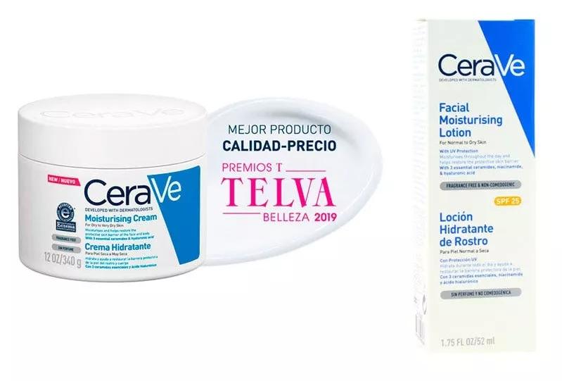 Cerave Crema Hidratante 340 ml + Loción Hidratante de Rostro SPF25 52 ml