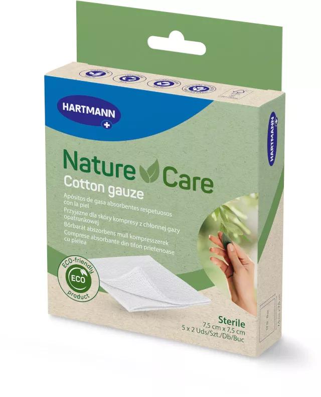 Nature&Care Gaze de Coton 7,5 cm x 7,5 cm 5x2 unités