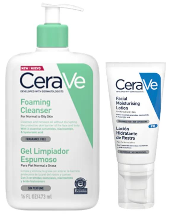 CeraVe Gel Detergente Schiumoso 473 ml + Lozione Idratante Viso 52 ml