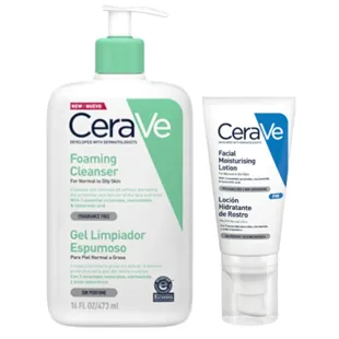 CeraVe Gel Limpiador Espumoso 473 ml + Loción Hidratante Rostro 52 ml