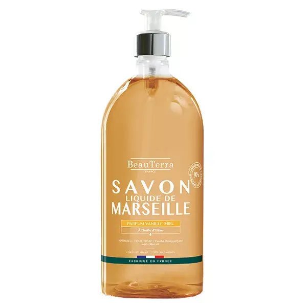 Beauterra Savon Liquide de Marseille Miel Vanille 1L