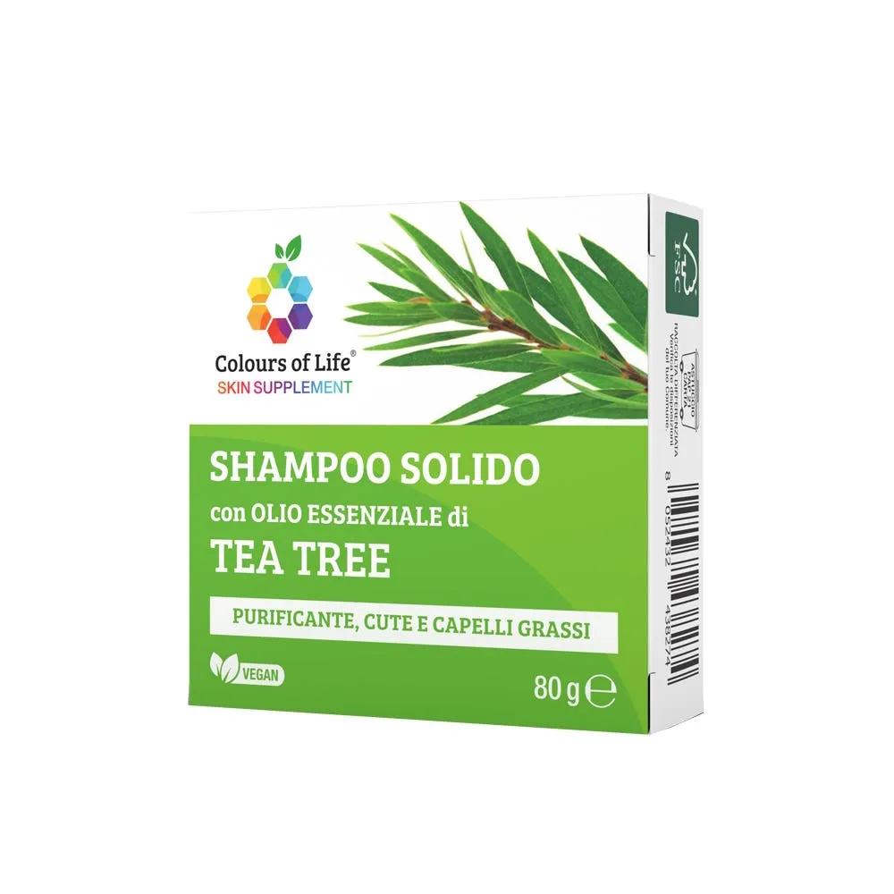 Optima Colours Of Life Tea Tree Shampoo Solido Per Cute e Capelli Grassi 80 g