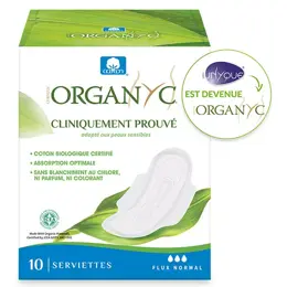 Organyc Serviette Flux Normal Coton Bio 10 unités