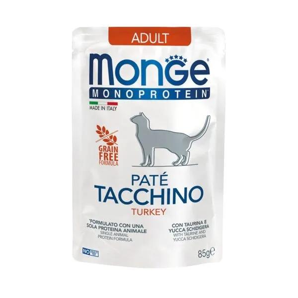 Monge Monoprotein Patè Tacchino Cibo Umido Per Gatti Adulti 85G