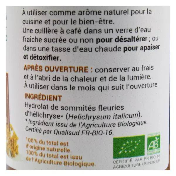 Oemine Helichrysum Organic Floral Water for Food 125ml