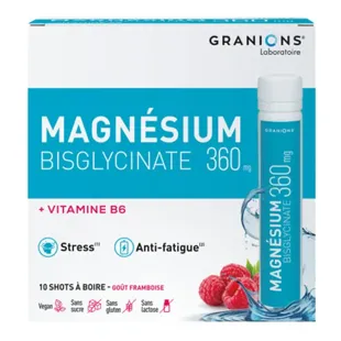 Granions Bisglicinato di magnesio 360 mg - Vitamina B6, Magnesio - Vegano - 10 shot