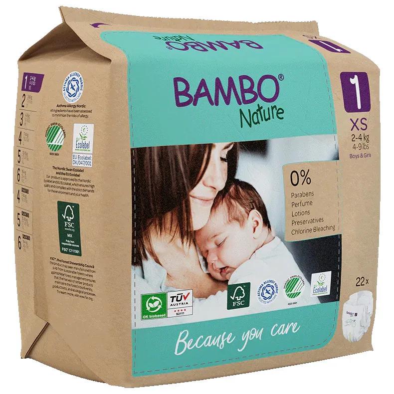 Bambo Nature Couches T1 (2-4 Kg) 22 unités