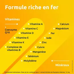 Supradyn Intensia Réduit la Fatigue Vitamines Minéraux et Fer 30 comprimés effervescents