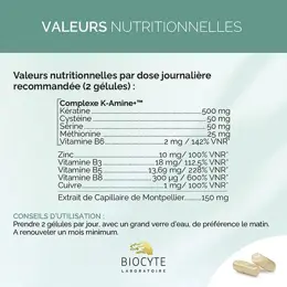 Biocyte Kératine Forte 500mg Anti Chute Résistance du Cheveu 40 gélules