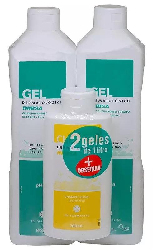 Pack Duplo Inibsa Dermatologisches Gel 1 Liter + GIFT Shampoo 200ml