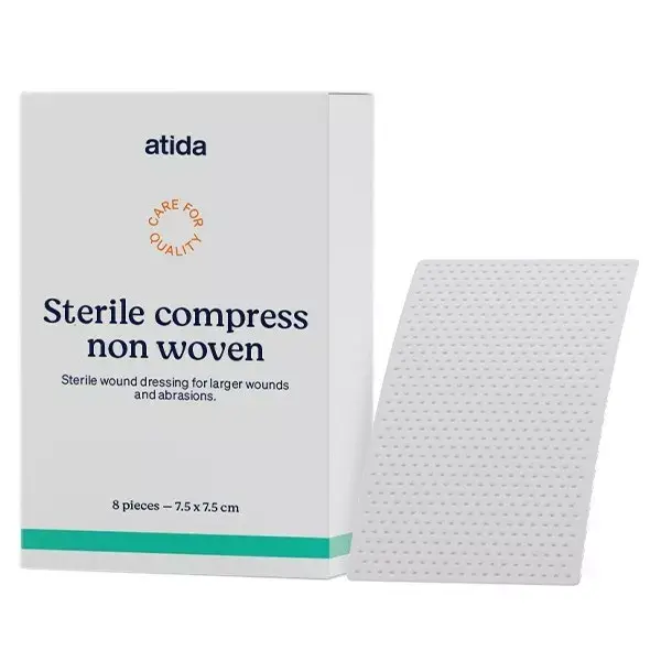 Atida Premiers Secours Compresse Stérile Non-Tissée 7,5 x 7,5cm 80 unités