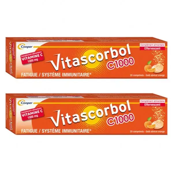 Vitascorbol Vitamine C 1000mg Lot de 2 x 20 comprimés effervescents