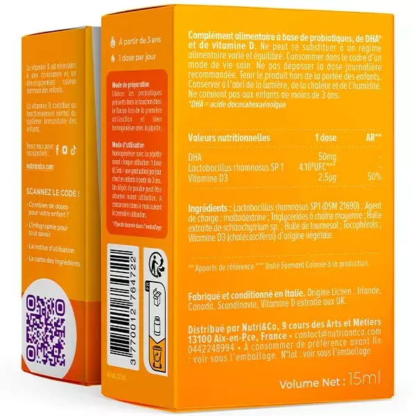 Nutri&Co Formule Enfant Probiotique et Multivitamines Format Pipette 15ml