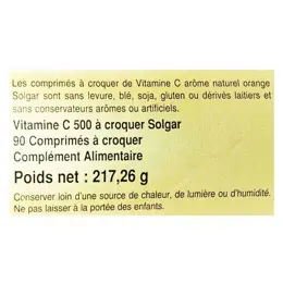 Solgar Vitamine C 500mg Orange 90 comprimés à croquer