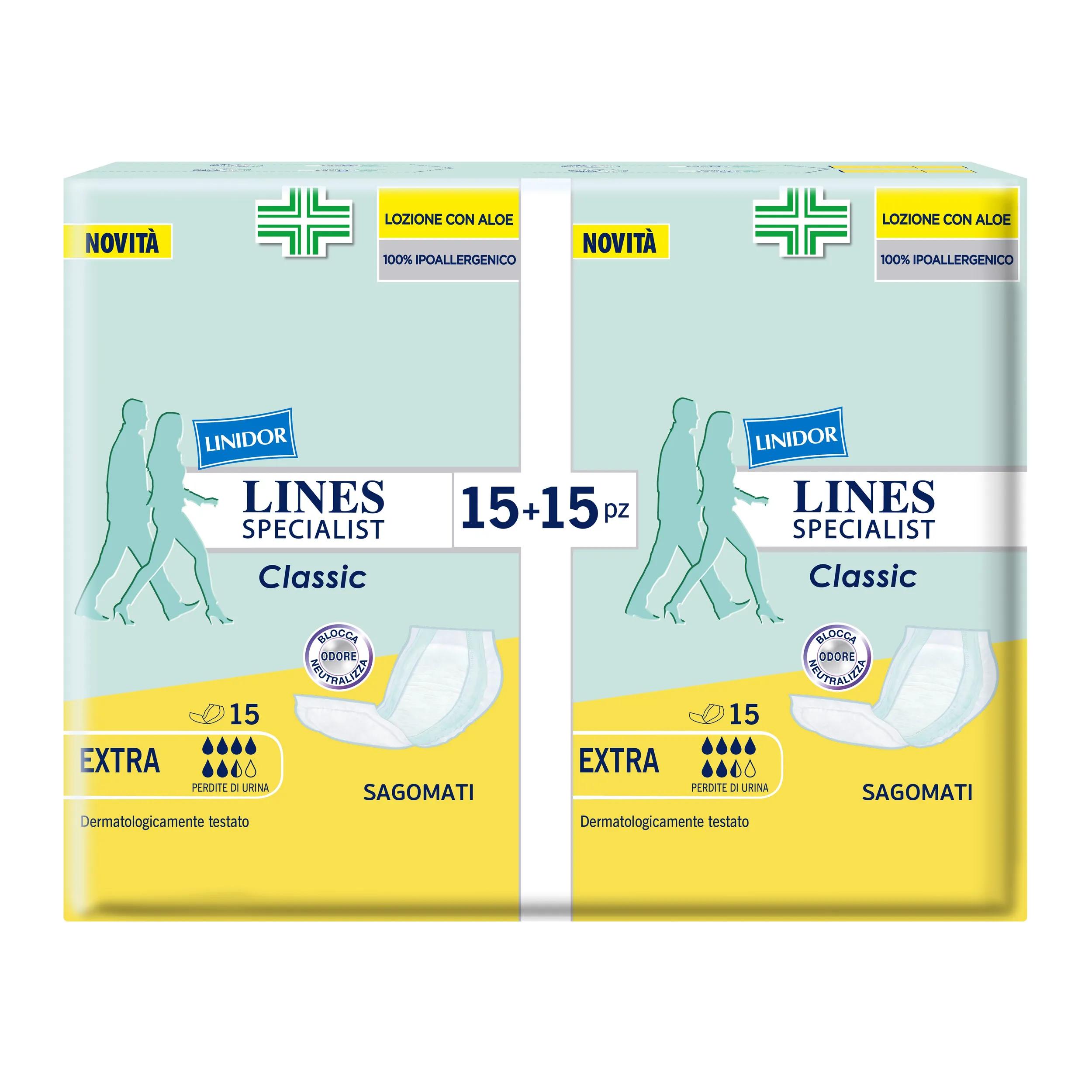 Lines Specialist Classic Sagomato Extra Pannolone Anti-odore Per Incontinenza 30 Pezzi