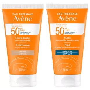Avène Solar Cream SPF50+ with Color 50 ml + Fluid SPF50+ 50 ml