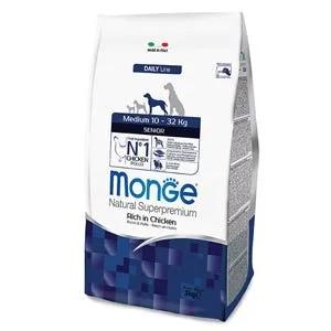 Monge Ricco Di Pollo Cibo Secco Senior Cani Adulti Età Avanzata Sacco 12 Kg