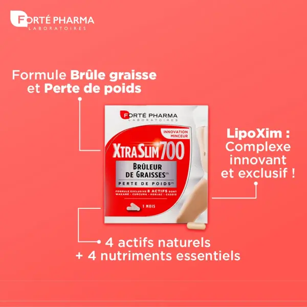 Forté Pharma Xtraslim 700 Brûleur de Graisses Curcuma Wakamé 120 gélules 1 mois