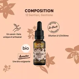 Biofloral Fleur De Bach 12 Gentian Gentiane Compte Gouttes Bio Demeter 20 ml