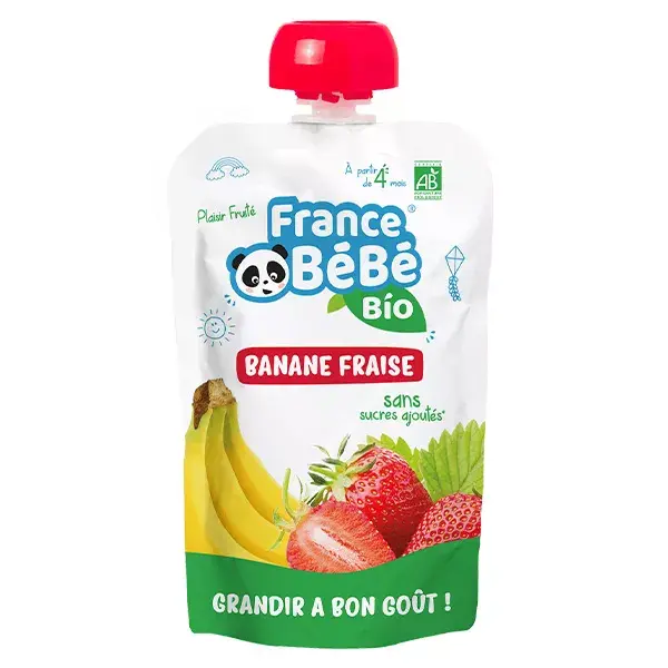 France Bébé Nutrition Gourde Banane Fraise +4m Bio 100g