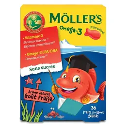 Mollers P'tits Poissons Oméga-3 Arôme Naturel Fraise 36 gommes