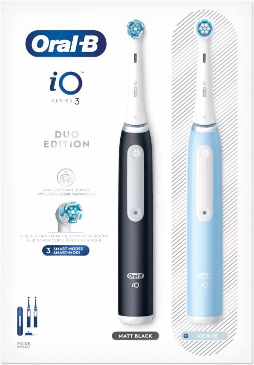 Oral-B Escova de Dentes Elétrica iO3 Duo Preto Matte/ Azul 2 unidades
