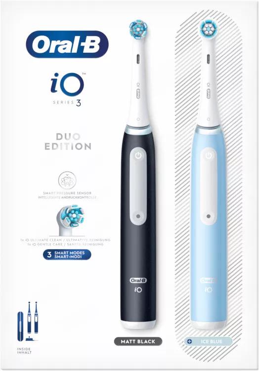 Oral-B iO3 Duo Elektrische Zahnbürste Mattschwarz/Blau 2 Einheiten