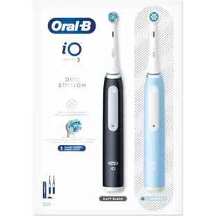 Oral-B iO3 Duo Elektrische Zahnbürste Mattschwarz/Blau 2 Einheiten