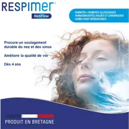 Respimer Netiflow Kit d'Irrigation Nasale dès 4 ans + Recharges Lot de 2x30 Sachets