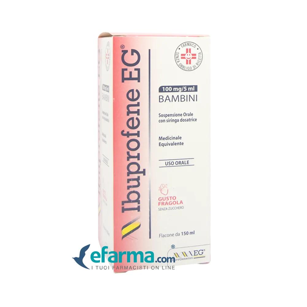 Ibuprofene EG Bambini 100 mg/5 ml Sospensione Orale Gusto Fragola Senza Zucchero 150 ml