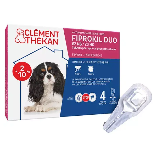 Clément Thékan Fiprokil Duo Anti-Parasite Pipettes for Dogs 2-10kg x 4 