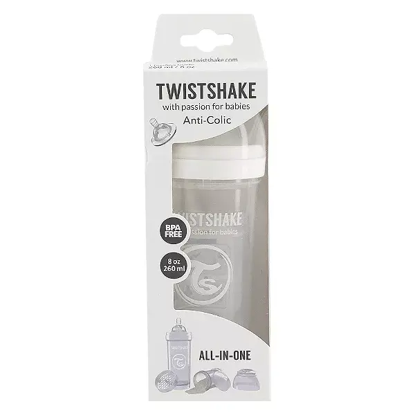Twistshake Biberon Anti-Colique Blanc +2m 260ml