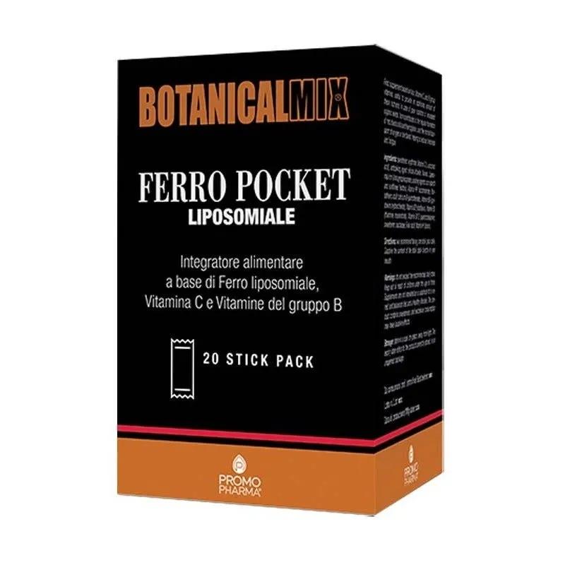 Botanicalmix Ferro Pocket Liposomiale Integratore per Carenza di Ferro 20 Stick Pack