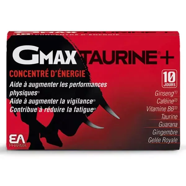 EA Pharma GMax Taurine+ concentrado de energa gusto ampollas naranja 30