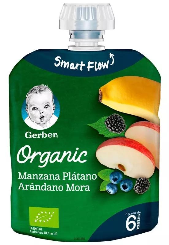 Gerber Pouch Orgánico Manzana, Plátano, Arándano y Mora 90 gr