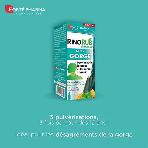 Forté Pharma RinoRub Spray Gorge irritée Toux Huile Essentielle Menthe Miel 15ml