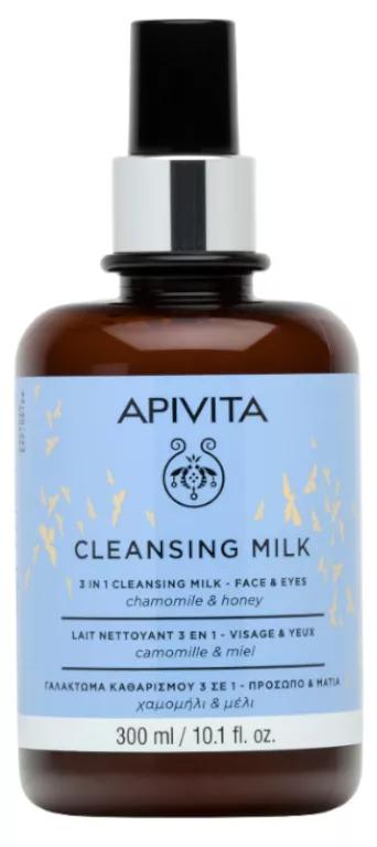 Apivita Cleansing Leche Limpiadora 3 en 1 Facial y Ojos con Camomila y Miel 300 ml